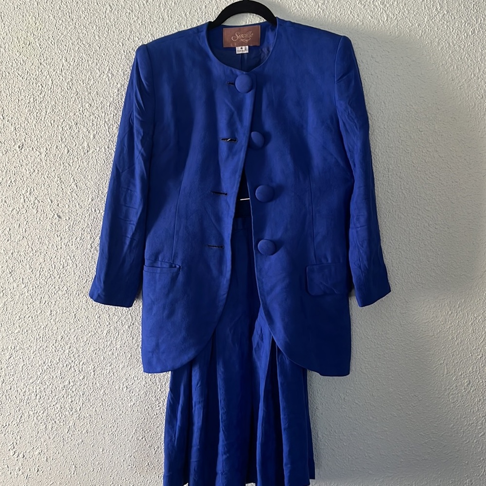 Wool Skirt Suit Set Saville Double Breasted Blazer Suit Set Size 6